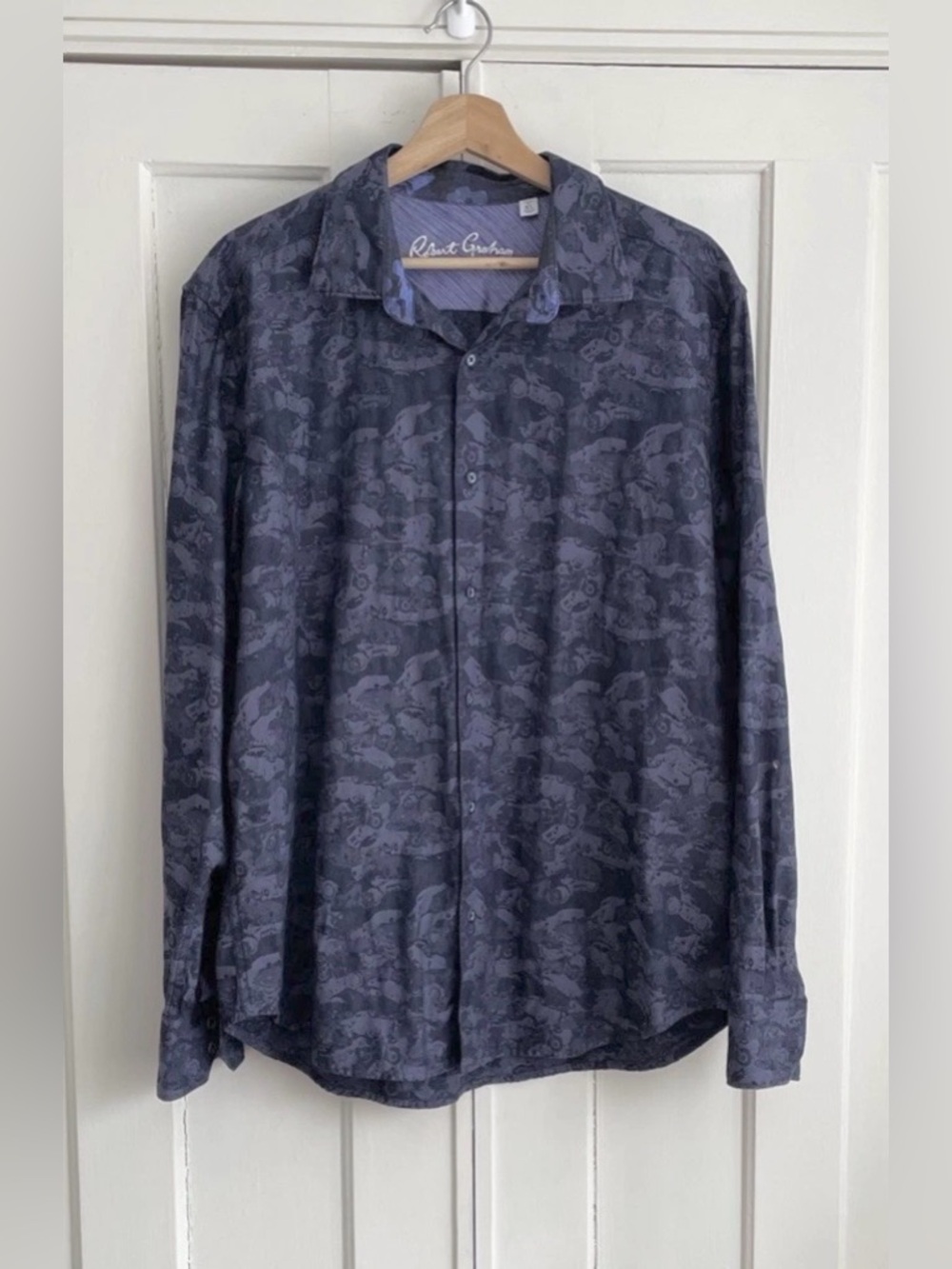 Robert Graham Shirt Men’s Junk Yard Classic Fit AOP Flip Cuff Motorcycle XL
